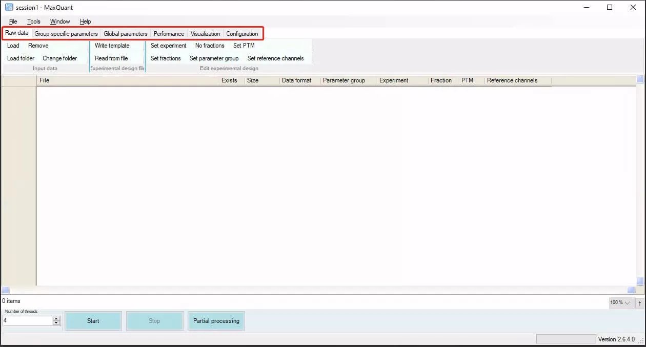 figure 1. Accessing the MaxQuant Interface